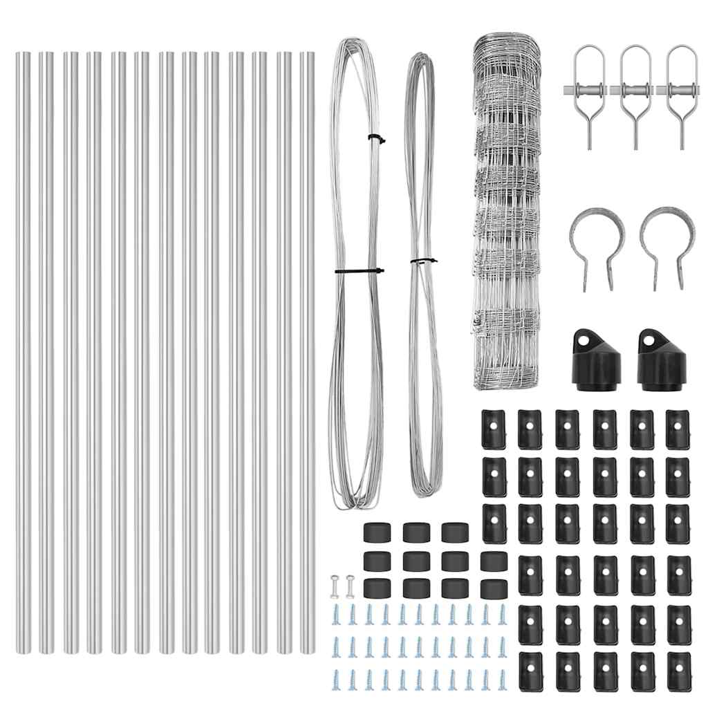 Wildzaun Silber 25 x 0,8 m Verzinkter Stahl